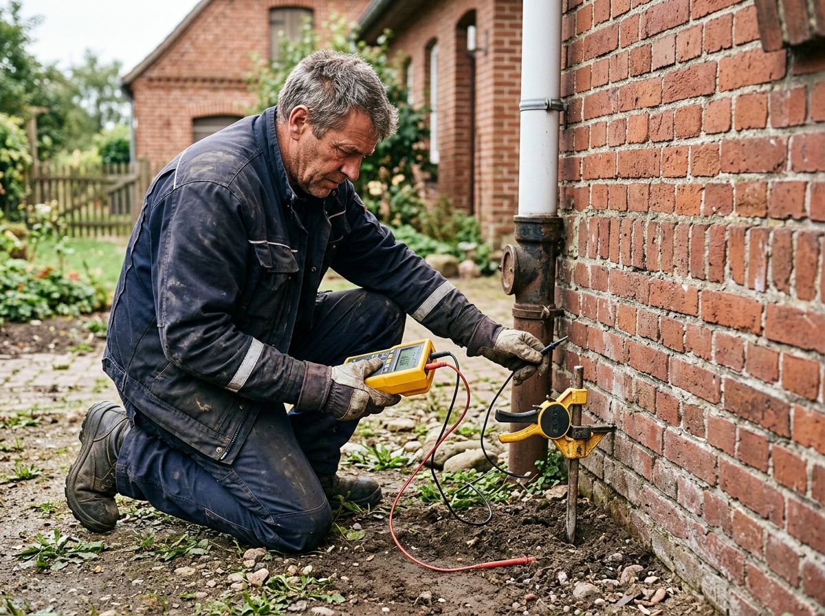 Pruefung einer Blitzschutzanlage mit Messgeraet